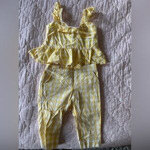 Janie and Jack yellow checkered set